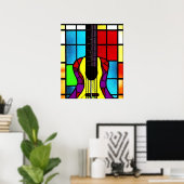 Mosaikgitarre aus Buntglas Poster (Heimbüro)
