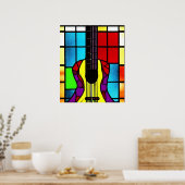 Mosaikgitarre aus Buntglas Poster (Küche)
