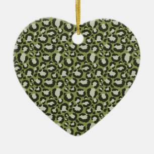 Mosaikgrüner Glamouröser Leopardenflecken-Tierdruc Keramik Ornament