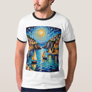 Mosaikhemddesign für Segelboote aus dem Mittelmeer T-Shirt