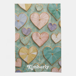 Mosaikische Liebe: Pastel Hearts Geschirrtuch
