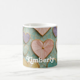 Mosaikische Liebe: Pastel Hearts Kaffeetasse