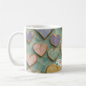 Mosaikische Liebe: Pastel Hearts Kaffeetasse (Links)