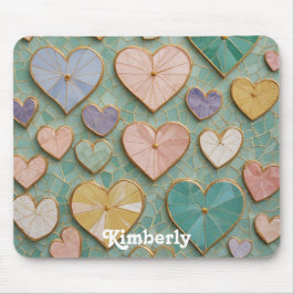 Mosaikische Liebe: Pastel Hearts Mousepad