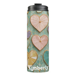 Mosaikische Liebe: Pastel Hearts Thermosbecher
