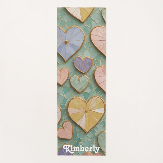 Mosaikische Liebe: Pastel Hearts Yogamatte (Vorderseite)