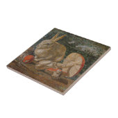 Mosaikkaninchen und Pilznatur Vintag Fliese (Seite)