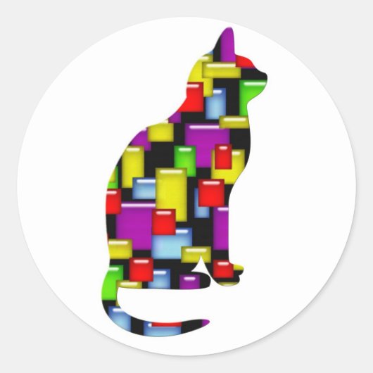 Mosaikkatze Runder Aufkleber (Vorderseite)