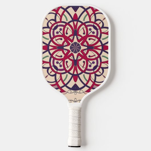 Mosaikkirsche, Mandala-Muster Pickleball Schläger (Rückseite)