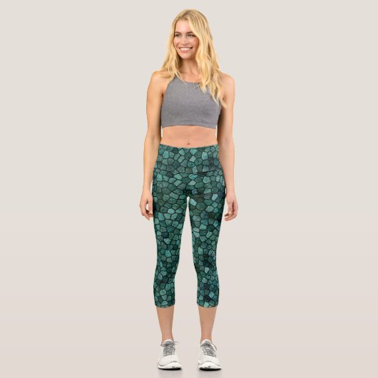 Mosaikkkruste Abstraktes Muster Capri Leggings (Vorderseite)
