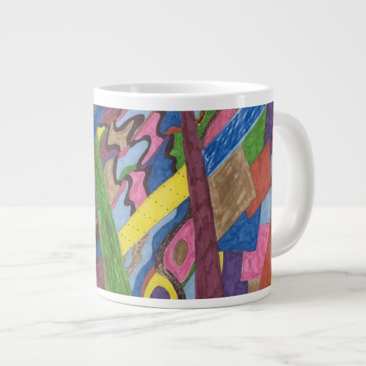 "Mosaikkreuz" Abstrakte Kunst Jumbo-Tasse (Vorderseite Rechts)
