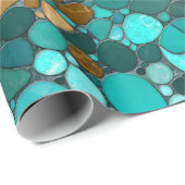 Mosaikkunst aus Kies - Smaragd und Gold Geschenkpapier (Rolleneckpunkt)