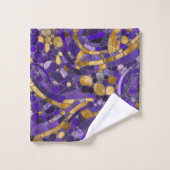 Mosaikkunst aus Kieselsteinen - Amethyst und Gold Badhandtuch Set (Waschlappen)