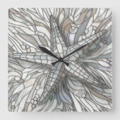 Mosaikkunst der Sternfische - Perlmutt Quadratische Wanduhr (Vorderseite)