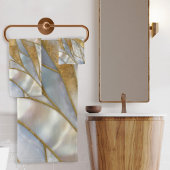 Mosaikkunst - Perle, Mondstein und Gold Badhandtuch Set