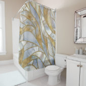 Mosaikkunst - Perle, Mondstein und Gold Duschvorhang (Beispiel)