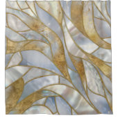 Mosaikkunst - Perle, Mondstein und Gold Duschvorhang (Vorderseite)