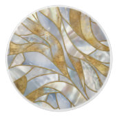 Mosaikkunst - Perle, Mondstein und Gold Keramikknauf (Vorderseite)