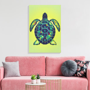 Mosaikküste Design der Meeresschildkröte Leinwanddruck