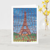 Mosaikmalerei auf Eiffelturm-Grußkarten Karte (Gelbe Blume)