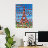 Mosaikmalerei auf Eiffelturmpostern Poster (Heimbüro)
