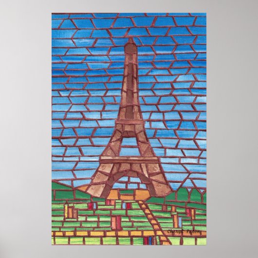 Mosaikmalerei auf Eiffelturmpostern Poster (Vorne)