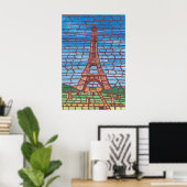 Mosaikmalerei auf Eiffelturmpostern Poster (Heimbüro)