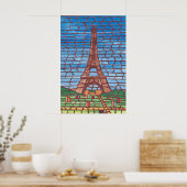 Mosaikmalerei auf Eiffelturmpostern Poster (Küche)