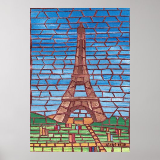 Mosaikmalerei auf Eiffelturmpostern Poster (Vorne)