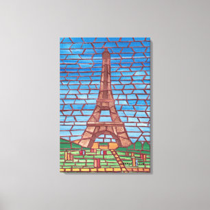 Mosaikmalerei des Eiffelturms Wrapped Canvas Leinwanddruck