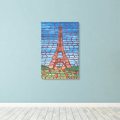 Mosaikmalerei des Eiffelturms Wrapped Canvas Leinwanddruck (Insitu (Holzboden))