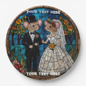 Mosaikmäuse Hochzeitskuppel verklebte Glaswirkung. Pappteller (Vorderseite)