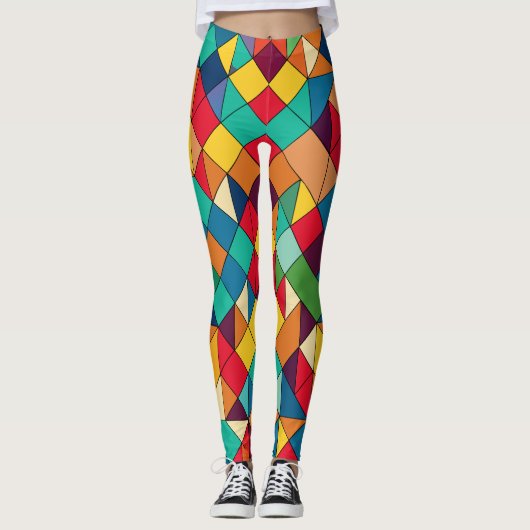 Mosaikmeister: Art-Inspiriert Muster Leggings (Vorderseite)