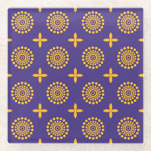 Mosaikmotiv der Sonne Glasuntersetzer (Vorderseite)