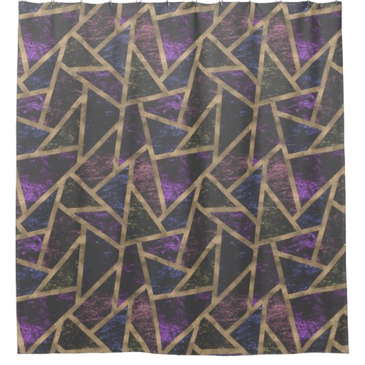 Mosaikmuster aus lila und Goldmosaik Duschvorhang (Vorderseite)