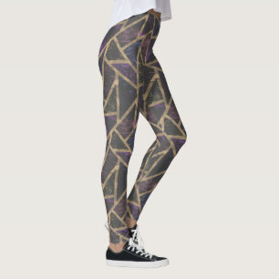 Mosaikmuster aus lila und Goldmosaik Leggings