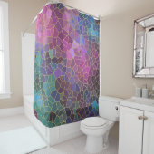 Mosaikmuster aus rosa Lila, Aquamarinem, blaugrüne Duschvorhang (Beispiel)
