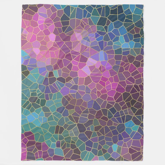 Mosaikmuster aus rosa Lila, Aquamarinem, blaugrüne Fleecedecke (Vorderseite)