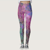 Mosaikmuster aus rosa Lila, Aquamarinem, blaugrüne Leggings (Vorderseite)
