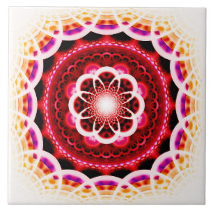 Mosaikmuster aus rotem Fraktal Fliese