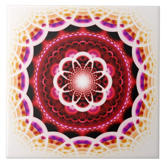 Mosaikmuster aus rotem Fraktal Fliese (Vorderseite)
