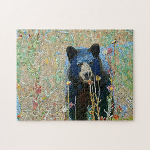 Mosaikmuster aus schwarzem Bär Puzzle