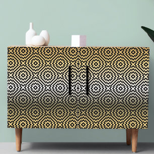 Mosaikmuster der Op Art aus Gold und Schwarz Seidenpapier