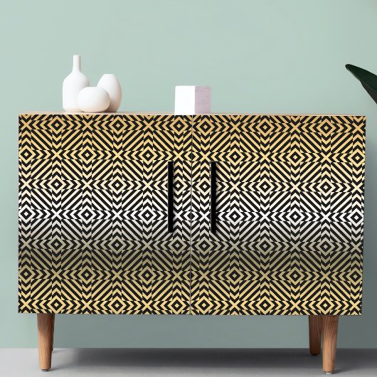Mosaikmuster der Op Art aus Gold und Schwarz Seidenpapier
