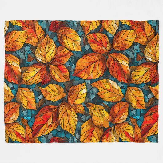 Mosaikmuster im Herbst Fleecedecke (Vorderseite (Horizontal))