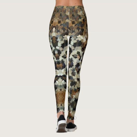 Mosaikmuster im Herbst Leopard-Großbild Leggings (Rückseite)