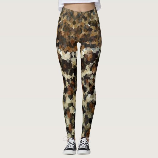 Mosaikmuster im Herbst Leopard-Großbild Leggings (Vorderseite)