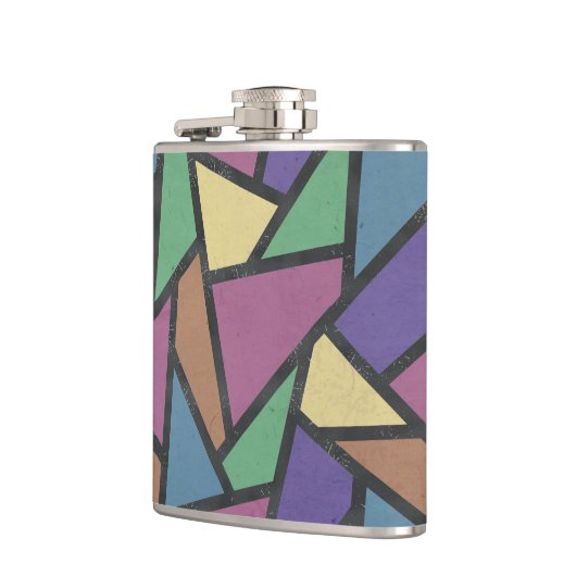 Mosaikmuster in abgeschrägten Regenbogenfarben Flachmann (Links)