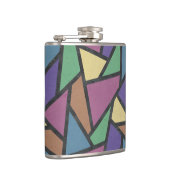 Mosaikmuster in abgeschrägten Regenbogenfarben Flachmann (Rechts)