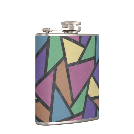 Mosaikmuster in abgeschrägten Regenbogenfarben Flachmann (Rechts)